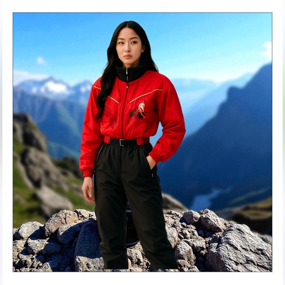 Bogner Ski Jumpsuit Red Black Snowsuit - Picture 1 of 3